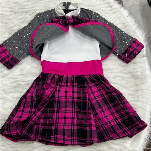Weissman Pink and Gray Sequined Kids Dance Costume - Picture 4 of 8